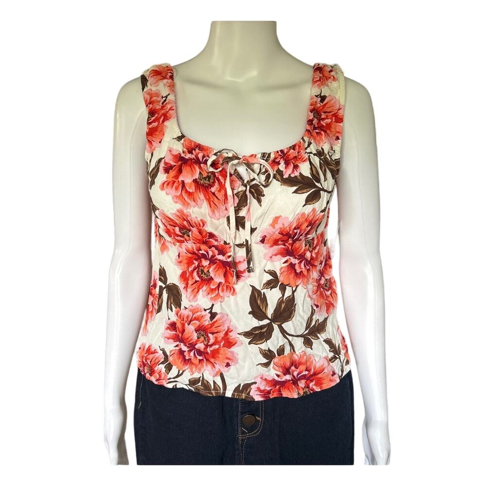 Old Navy Women’s Red and Cream Floral Corset blouse  XS